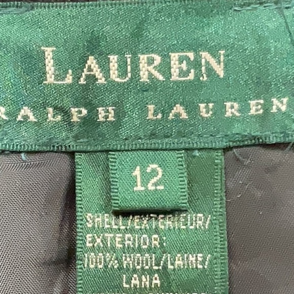 Vintage LRL Ralph Lauren Classic Black Grey Speckled Wool A Line Skirt Size 12 L - Picture 5 of 6